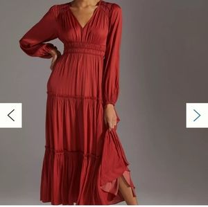 Anthropologie maxi dress rust color